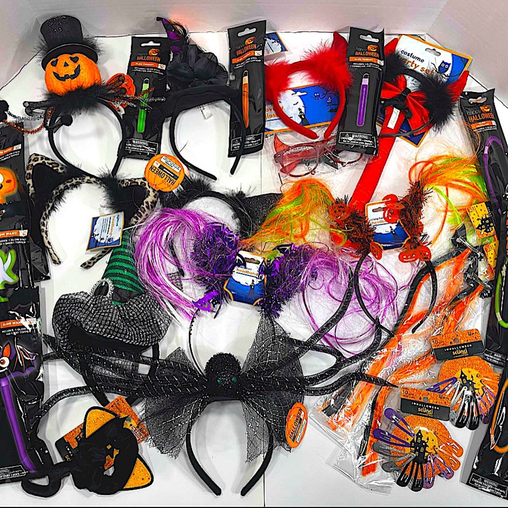 🎃 NWT Bundle – 10+ Halloween Headbands, Accessories‎ & Glow Sticks